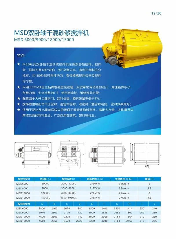 MSD Twin-Shaft Dry Mortar Mixer
