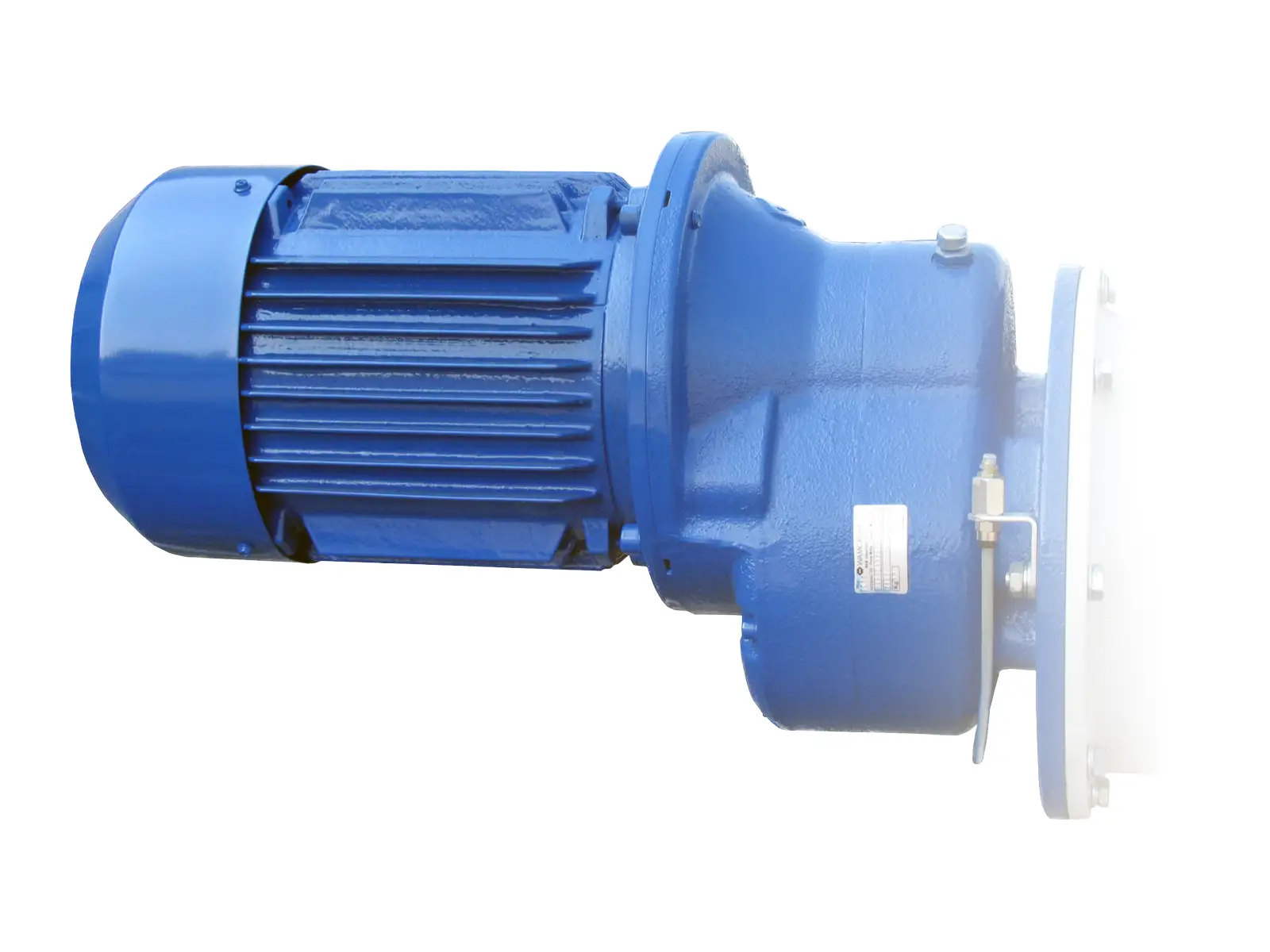 Close view of a guarded cement screw conveyor gearmotor and reducer
